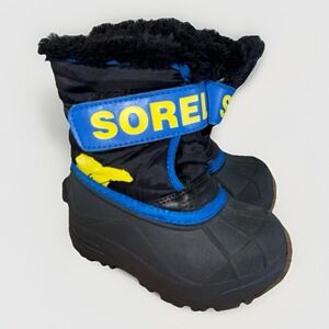 Sorel Toddler Snow Boots Boys Size 7 Blue Black Insulated Winter Boots Kids